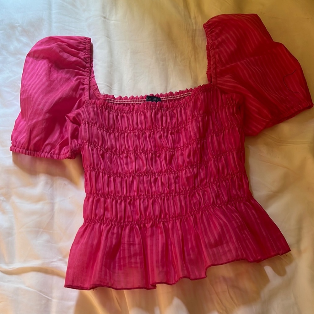 Blue Life hot pink ruched top